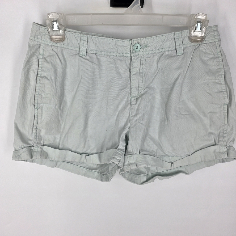 ELLE Mint Green Chino Shorts Size 10 Stretch Cuffed Sage Pastel Summer